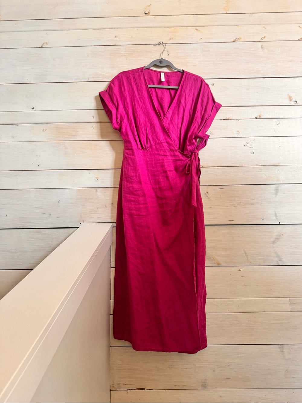 Mango Berry Colour Wrap Midi Dress